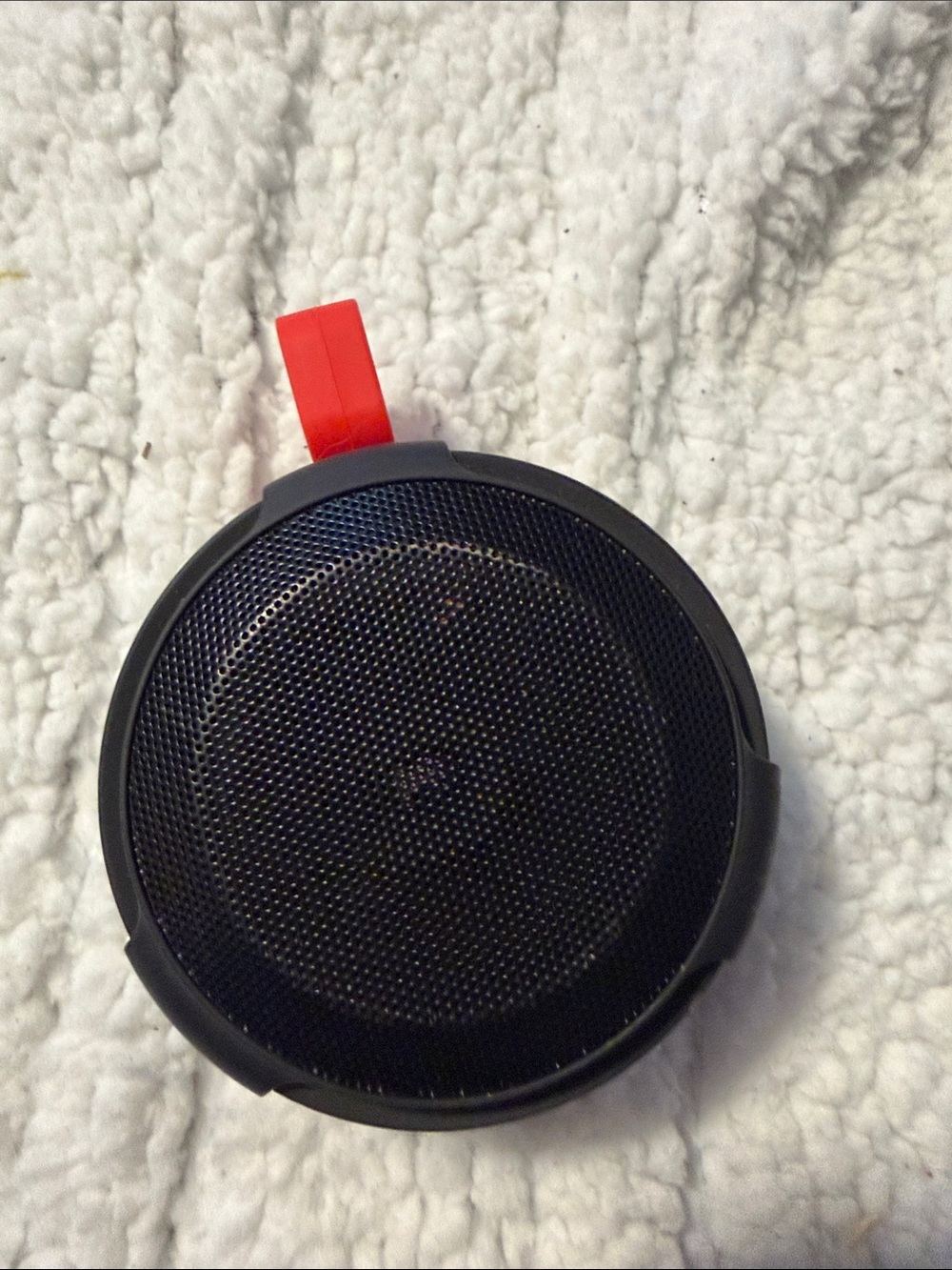 Portable Black Bluetooth Speaker with Red Carry Loop